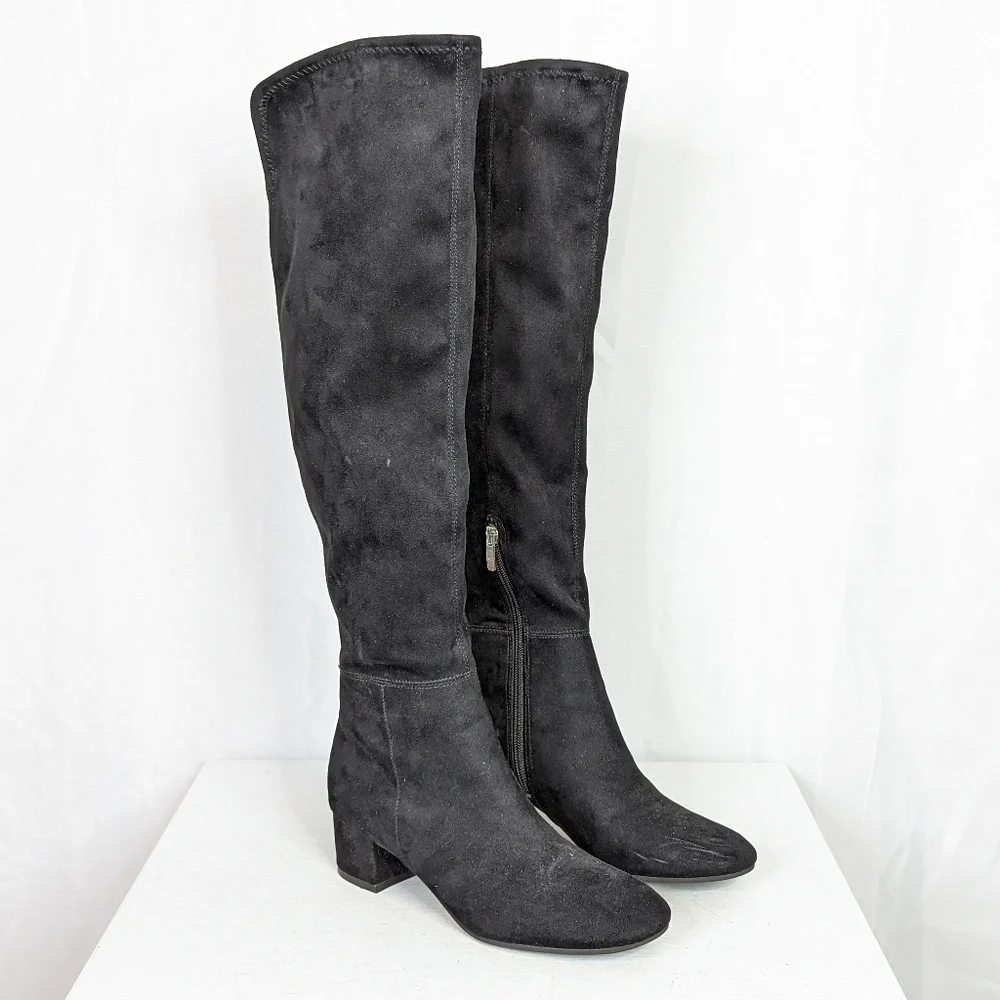 Marc Fisher Inspect Faux Leather Over the Knee Block Heel Boots Size 6.5